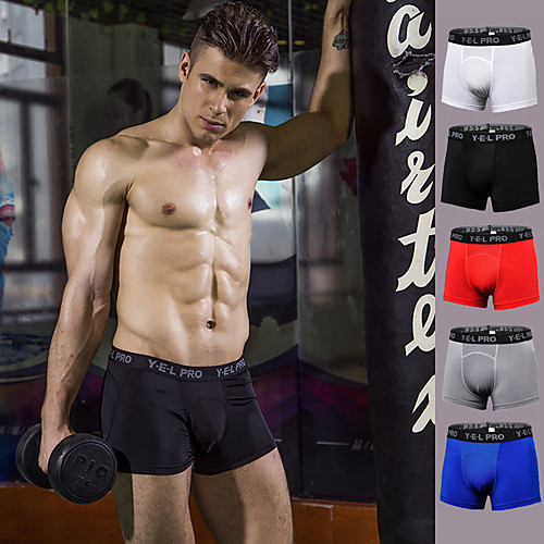 

YUERLIAN Men's Sports Underwear Running Tight Shorts Sports & Outdoor Briefs Mesh Exercise & Fitness Running Trail Quick Dry Breathable Soft Plus Size Sport Solid Colored Red / White Blue Grey White