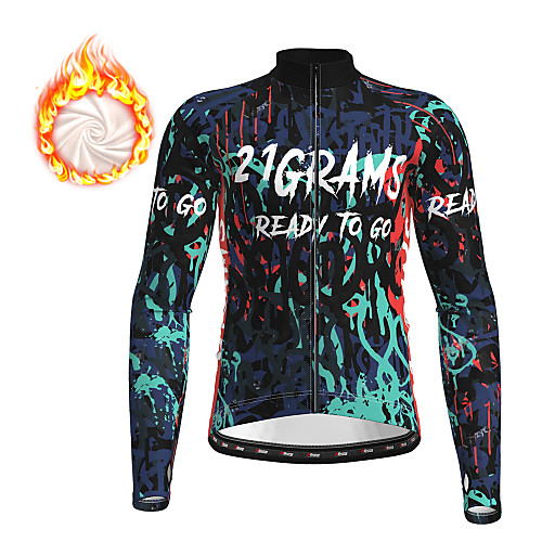 

21Grams Men's Long Sleeve Cycling Jersey Winter Fleece Polyester Red Green Christmas Bike Top Mountain Bike MTB Road Bike Cycling Fleece Lining Warm Quick Dry Sports Clothing Apparel / Micro-elastic