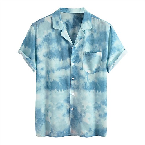 

Men's Shirt Other Prints Graffiti Short Sleeve Daily Tops Basic Button Down Collar Blue