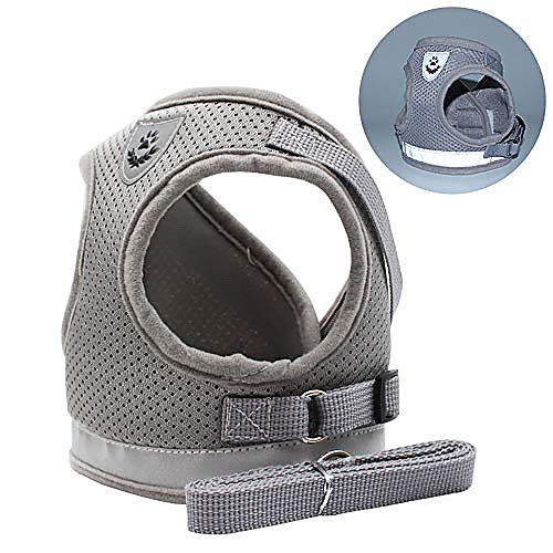 

dog cat harness vest, pet soft safety mesh breathable leash set with 2 metal buckle for kitties, puppy