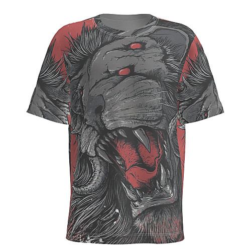 

Men's T shirt 3D Print Graphic 3D Animal Short Sleeve Daily Tops Basic Round Neck Dark Gray