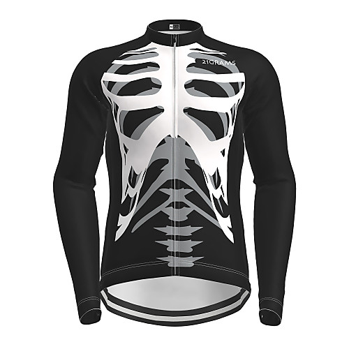 

Men's Long Sleeve Cycling Jersey Winter Polyester Black Novelty Skull Bike Jersey Top Mountain Bike MTB Road Bike Cycling Quick Dry Back Pocket Sports Clothing Apparel / Micro-elastic / Athleisure