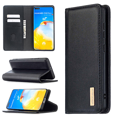 

Case For Huawei Y6(2019) Y5P Y6P Y7P P40 P40lite P40lite E P40Pro Honor 9S 8A Card Holder Shockproof with Stand Full Body Cases Solid Colored Genuine Leather TPU