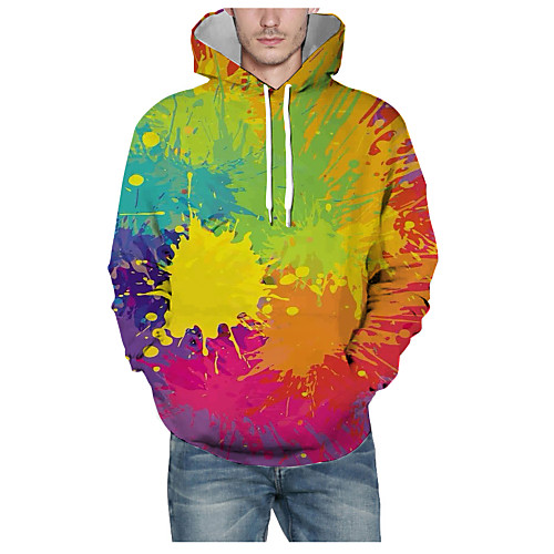 

Men's Pullover Hoodie Sweatshirt Graphic 3D Hooded Daily 3D Print Basic Hoodies Sweatshirts Long Sleeve Rainbow