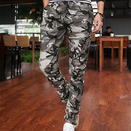 

Men's Basic Outdoor Cotton Slim Daily Tactical Cargo Pants Camouflage Full Length Classic Low Waist Blue Green Gray / Spring / Fall