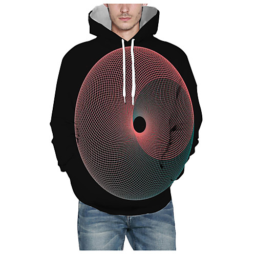 

Men's Pullover Hoodie Sweatshirt Print Graphic 3D Hooded Daily 3D Print Basic Hoodies Sweatshirts Long Sleeve Black