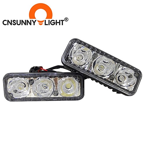 

CNSUNNYLIGHT High Power Car DRL Aluminum LED Daytime Running Lights With Projector Lens DC 12V White Red Yellow Blue Fog Lamps 6LED 2PCS