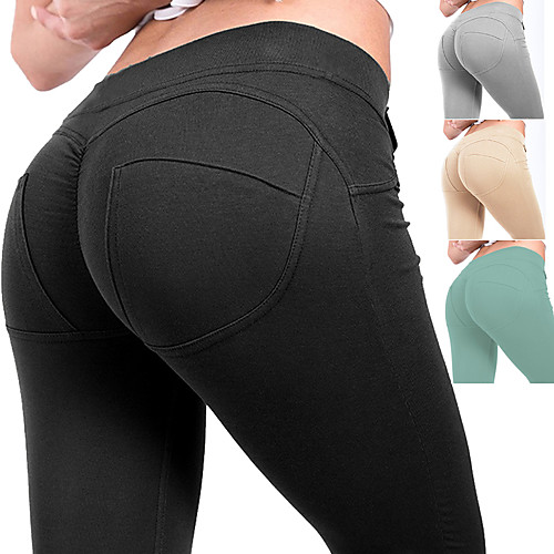 

Women's High Waist Yoga Pants Pocket Tights Leggings Tummy Control Butt Lift Quick Dry Pink Gray Green Fitness Gym Workout Running Winter Summer Sports Activewear High Elasticity Slim