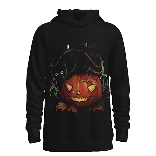 

Men's Pullover Hoodie Sweatshirt Graphic 3D Pumpkin Hooded Daily 3D Print Basic Halloween Hoodies Sweatshirts Long Sleeve Black