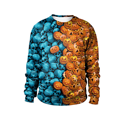 

Women's Pullover Sweatshirt Print Daily 3D Print Halloween Hoodies Sweatshirts Blue