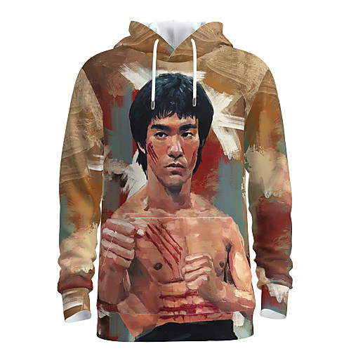 

Men's Pullover Hoodie Sweatshirt Graphic Chinese Style Portrait Hooded Daily Weekend 3D Print Casual Streetwear Hoodies Sweatshirts Long Sleeve Camel