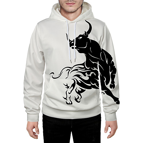 

Men's Pullover Hoodie Sweatshirt Graphic 3D Animal Hooded Daily 3D Print Basic Hoodies Sweatshirts Long Sleeve White