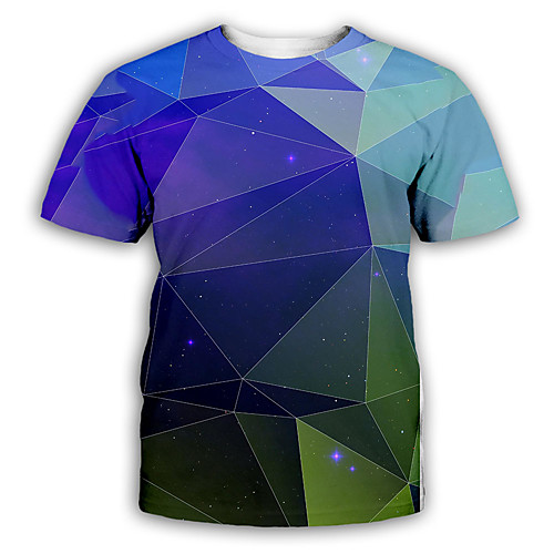 

Men's T shirt 3D Print Graphic Geometic Print Short Sleeve Party Tops Personalized Chic & Modern Exaggerated Round Neck Rainbow