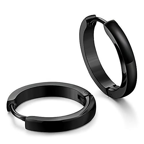 

stainless steel hoop earrings huggie ear piercings hypoallergenic mens womens black