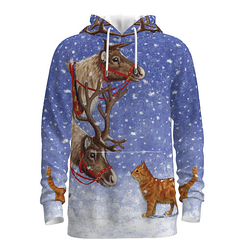 

Men's Pullover Hoodie Sweatshirt Graphic 3D Ugly Christmas Hooded Daily 3D Print Basic Christmas Hoodies Sweatshirts Long Sleeve Blue