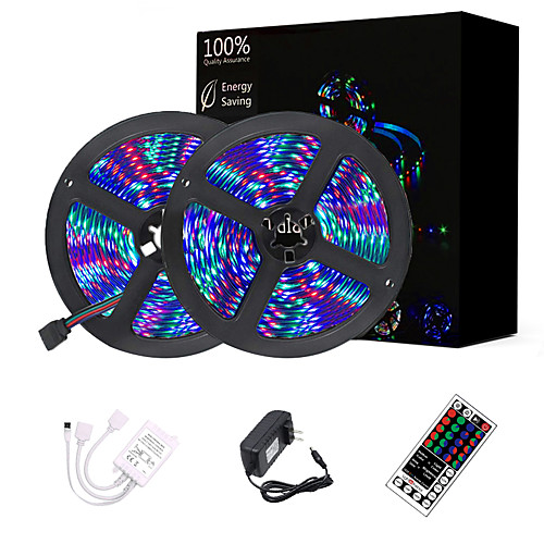 

2x5M Flexible LED Strip Lights Light Sets RGB Tiktok Lights Remote Controls 600 LEDs 2835 SMD 8mm 1 X 12V 2A Power Supply Cuttable Color Gradient 12 V 1 set