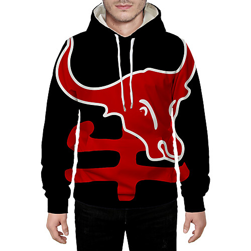 

Men's Pullover Hoodie Sweatshirt Graphic 3D Animal Hooded Daily 3D Print Basic Hoodies Sweatshirts Long Sleeve Black