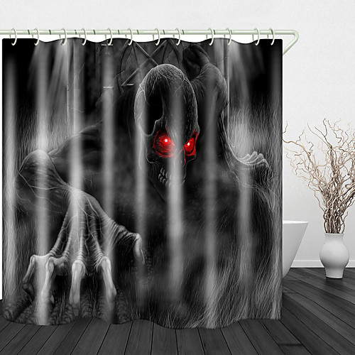 

Halloween Black Devil Digital Print Shower Curtain English Green Leaf Digital Printing Shower Curtain Shower Curtains & Hooks Modern Polyester New Design