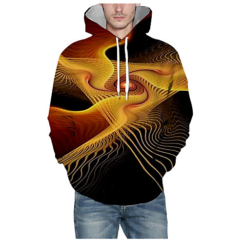 

Men's Pullover Hoodie Sweatshirt Print Graphic 3D Hooded Daily 3D Print Basic Hoodies Sweatshirts Long Sleeve Yellow