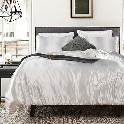 

2/3 Pieces Luxury Silky Satin Comforter Set Queen King Size Soft Lightweight Microfiber Sexy Quilted Bedding Sets with 1or 2 Matching Pillow Covers and 1 Duvet Cover