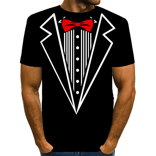 

Men's T shirt Shirt 3D Print Graphic Print Short Sleeve Daily Tops Basic Exaggerated Round Neck Black