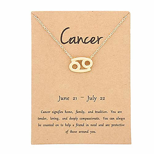 

12 constellation zodiac pendant necklace astrology gold tone chain with gold message card for women jewelry (cancer)