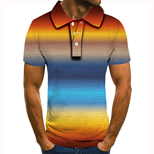 

Men's Golf Shirt Tennis Shirt 3D Print Graphic Print Short Sleeve Daily Tops Basic Rainbow