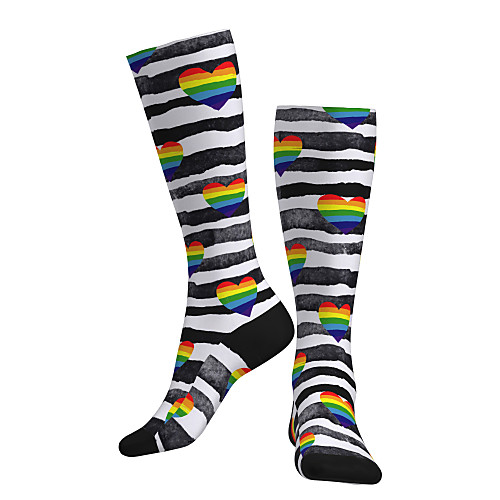 

Compression Socks Long Socks Over the Calf Socks Athletic Sports Socks Cycling Socks Women's Men's Bike / Cycling Breathable Soft Comfortable 1 Pair Stripes Heart Cotton Black S M L / Stretchy