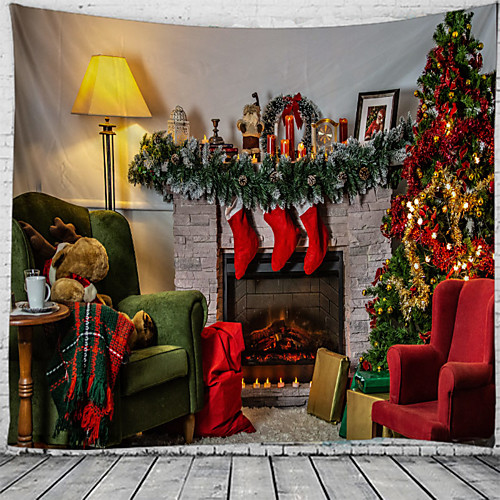 

Christmas Santa Claus Holiday Party Wall Tapestry Art Decor Blanket Curtain Picnic Tablecloth Hanging Home Bedroom Living Room Dorm Decoration Fireplace Stocking Gift Polyester