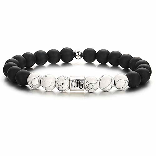 

12 constellations bracelet white black yin yang lucky blessing beads bangle wristband jewelry for women men girls distance friendship couple