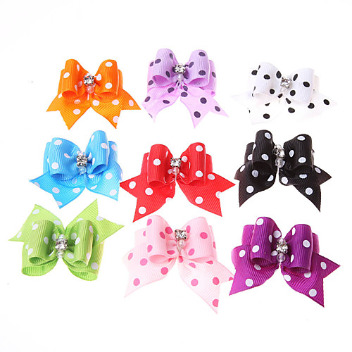 

Dog Cat Ornaments Hair Accessories Bowknot & Hair Bows Cute Polka Dot Fabric White 10pcs