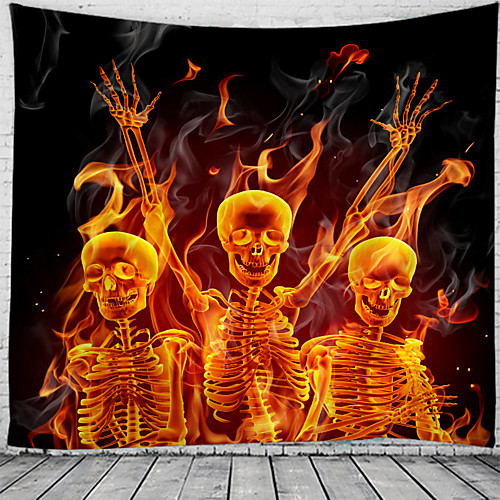 

Halloween Party Holiday Wall Tapestry Art Decor Blanket Curtain Picnic Tablecloth Hanging Home Bedroom Living Room Dorm Decoration Psychedelic Skull Skeleton Haunted Scary Polyester