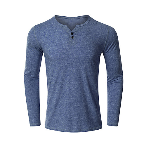 

Men's T shirt Shirt non-printing Solid Color Classic Long Sleeve Date Tops Blue Brick red Black / Fall