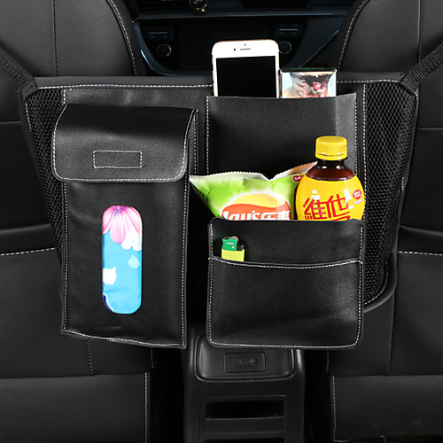 

DeRanFu Upgrades Standard Car Central Storage Box OrganizerMulti-Pocket Travel white line& Red line& Black line3 colors To choice