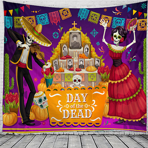 

Day of Dead Mexico Holiday Party Wall Tapestry Art Decor Blanket Curtain Picnic Tablecloth Hanging Home Bedroom Living Room Dorm Decoration commemoration day Polyester