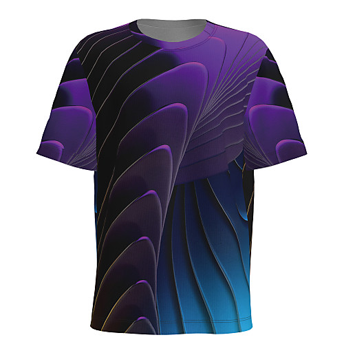 

Men's T shirt 3D Print Graphic 3D Short Sleeve Daily Tops Basic Purple