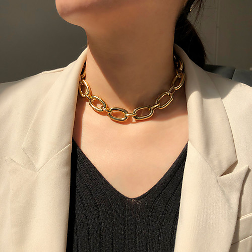 

Women's Choker Necklace Chain Necklace Handmade Friends Vertical / Gold bar Precious Joy Lucky Simple Luxury Fashion Punk Alloy Gold 38 cm Necklace Jewelry 1pc For Street Sport Gift Prom Festival