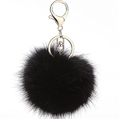 

pom pom keychain genuine rabbit fur ball keychain fluffy accessories car bag charm