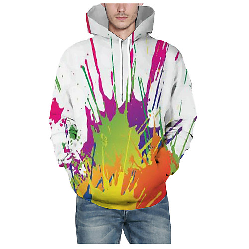 

Men's Pullover Hoodie Sweatshirt Graphic 3D Hooded Daily 3D Print Basic Hoodies Sweatshirts Long Sleeve White