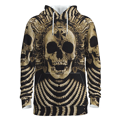

Men's Pullover Hoodie Sweatshirt Skull Hooded Halloween 3D Print Basic Halloween Hoodies Sweatshirts Long Sleeve Gold