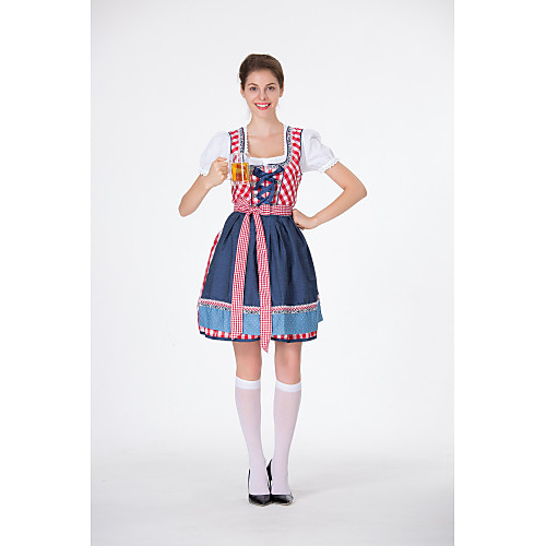 

Maid Costume Cosplay Costume Outfits Adults' Women's Cosplay Halloween Halloween Festival / Holiday Polyester Blue / Red Women's Easy Carnival Costumes / Dress / Apron
