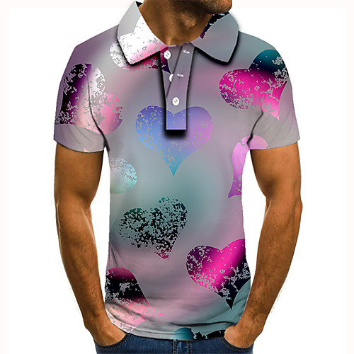 

Men's Golf Shirt 3D Print Graphic Print Short Sleeve Daily Tops Basic Rainbow