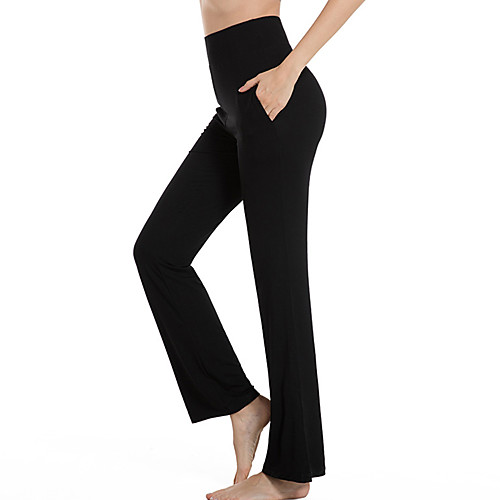 

Women's High Waist Yoga Pants Side Pockets Elastic Waistband Tummy Control 4 Way Stretch Quick Dry White Black Burgundy Modal Fitness Gym Workout Pilates Summer Sports Activewear High Elasticity Loose