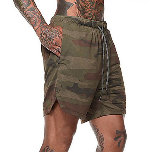 

Men's Running Shorts Athletic Bottoms Split Drawstring Fitness Gym Workout Performance Running Training Breathable Quick Dry Soft Normal Sport White Black Grey Khaki Green Camouflage White