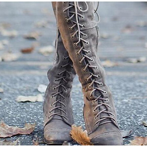 

Women's Boots Riding Boots Block Heel Round Toe Over The Knee Boots Casual Basic Daily Walking Shoes PU Solid Colored Black Brown Gray