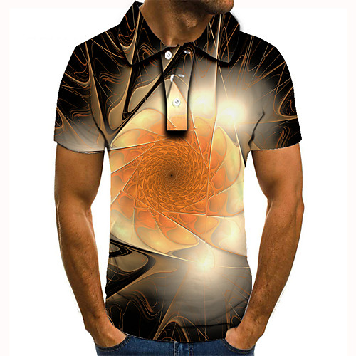 

Men's Golf Shirt 3D Print Graphic Optical Illusion Print Short Sleeve Daily Tops Basic Brown