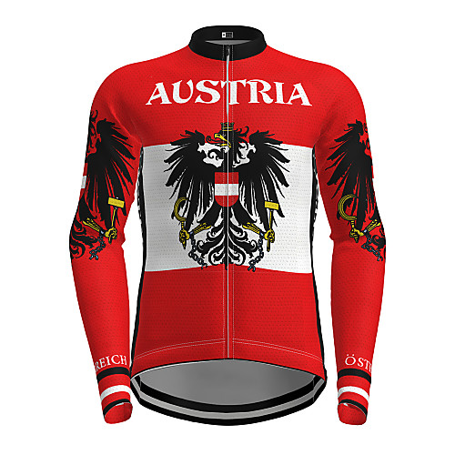 

21Grams Men's Long Sleeve Cycling Jersey Winter Polyester Red Russia Bike Jersey Top Mountain Bike MTB Road Bike Cycling Quick Dry Back Pocket Sports Clothing Apparel / Micro-elastic / Athleisure