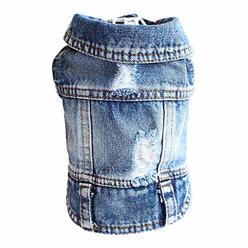 

dog jeans puppy jacket cat clothes pet costume small and medium dog cool coat blue hoodies(xs)