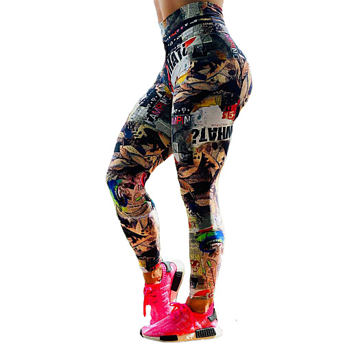 

Women's High Waist Yoga Pants Tights Leggings Tummy Control Butt Lift Quick Dry Rainbow Spandex Fitness Gym Workout Running Winter Summer Sports Activewear High Elasticity Skinny