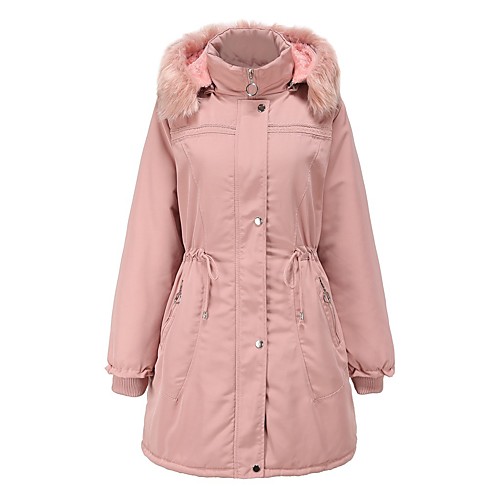 

Women's Padded Long Coat Loose Jacket Solid Colored Blue Blushing Pink / Plus Size / White Duck Down / Plus Size